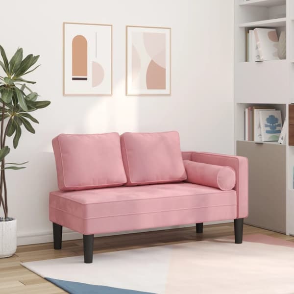 Schäslong med dynor rosa sammet