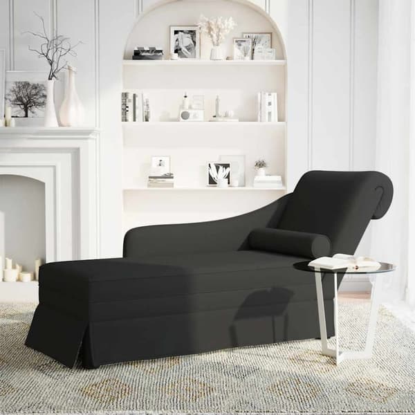 Schäslong med bolster och höger armstöd svart sammet