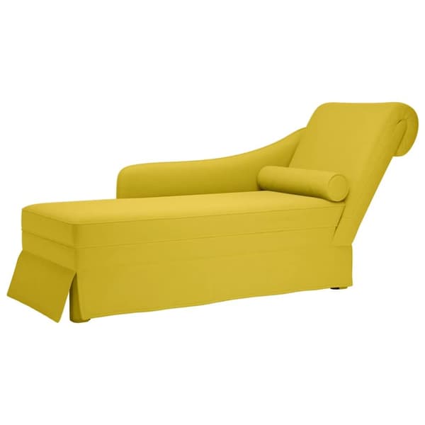 Schäslong med bolster och höger armstöd gul sammet