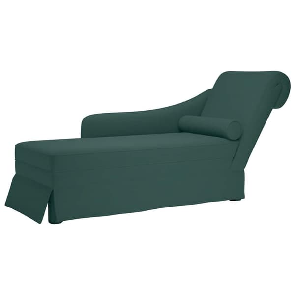 Schäslong med bolster och höger armstöd mörkgrön sammet