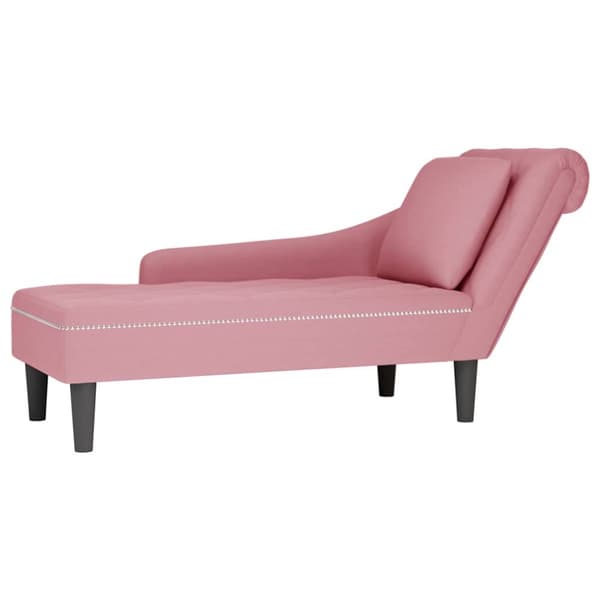 Schäslong med kudde och höger armstöd rosa sammet