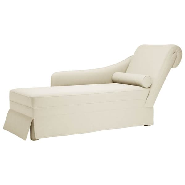 Schäslong med bolster och höger armstöd gräddvit sammet