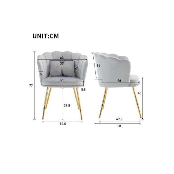 Chaise longue, badstol, bekväm stoppad stol med blomblad ryggstöd, metallben i guld och fjärilskuddar