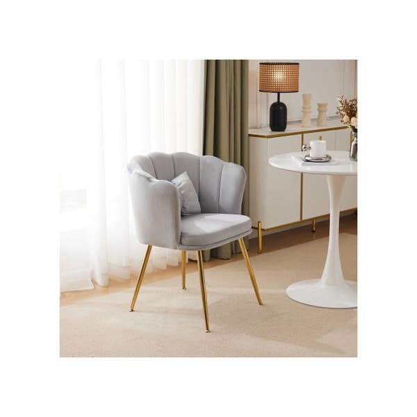 Chaise longue, badstol, bekväm stoppad stol med blomblad ryggstöd, metallben i guld och fjärilskuddar