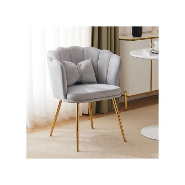 Chaise longue, badstol, bekväm stoppad stol med blomblad ryggstöd, metallben i guld och fjärilskuddar