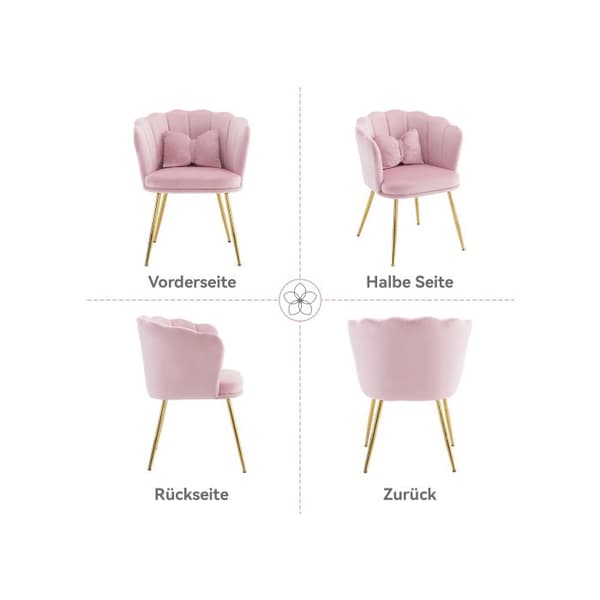 Set med 6 moderna sammetsoffor i badrummet, vadderade stolar med bladformad ryggstöd