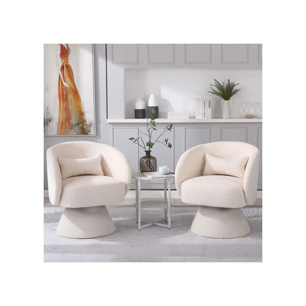 Basen kan vridas 360°. Det plyschiga polyesterstygnet ger en mjuk och bekväm sittkomfort (beige) (set om 2)