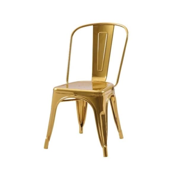 Set med 4 stolar i industriell stil i metall i guld - Blank yta