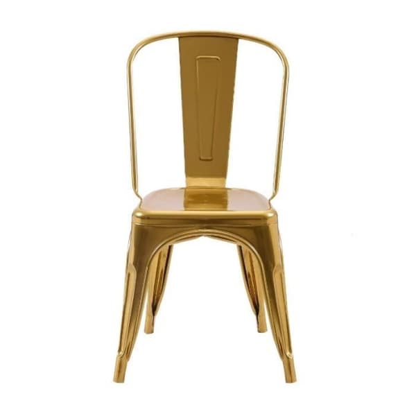 Set med 4 stolar i industriell stil i metall i guld - Blank yta