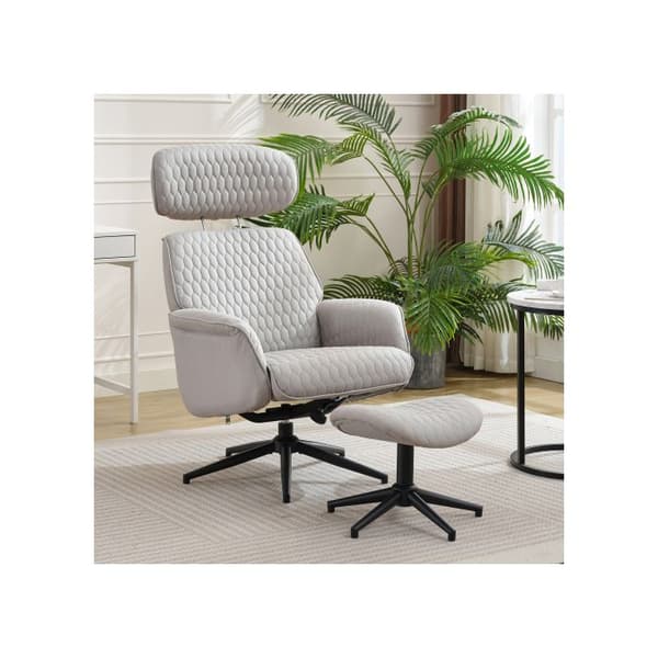 Justerbar chaise longue i grått (med fotstöd), höjd 107 cm, sitsbredd 50 cm, sitsdjup 51 cm