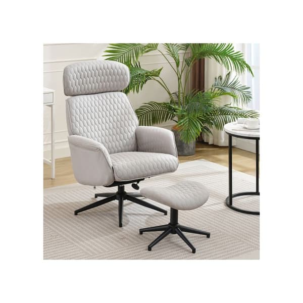 Justerbar chaise longue i grått (med fotstöd), höjd 107 cm, sitsbredd 50 cm, sitsdjup 51 cm