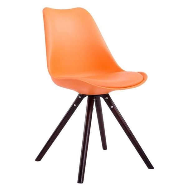 Set med 4 Stolar till Matplats Toulouse i Konstläder med Ben i Trä, Orange-Kapucino