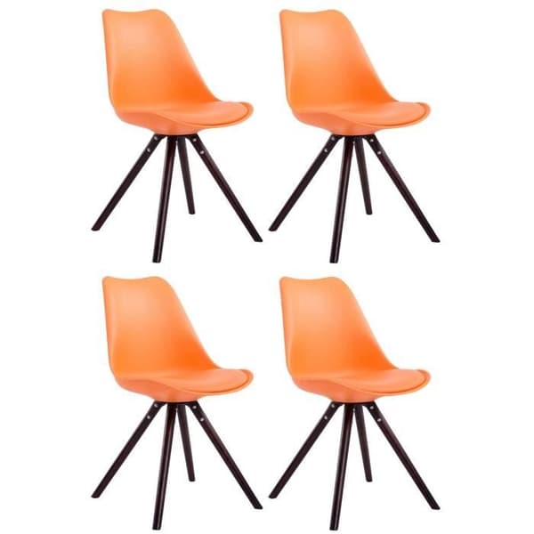 Set med 4 Stolar till Matplats Toulouse i Konstläder med Ben i Trä, Orange-Kapucino