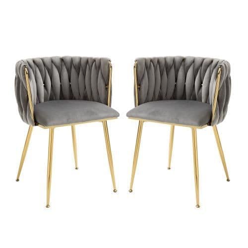 Matstolar Sidostol Sammets Sidostol med järnmetallben 2PC-SET, Grå