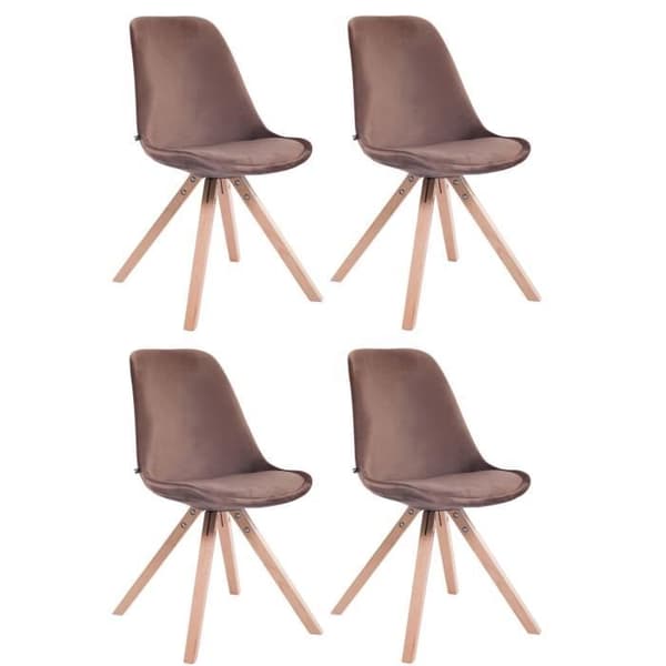 Set med 4 Matstolar - CLP - Toulouse i Sammet - Massivt Trä - Skandinavisk Design