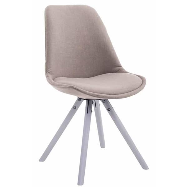 Matstol Toulouse - CLP - Tyg - Runda ben - Taupe-Vit