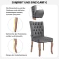Miniatyrbild 5 av 6: Matsalsstolar (6 stycken), klädd stol med spikdekoration, ben i massivt trä, sammetstapet, grå