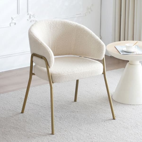 Vit Matstol Guld Spray Lammskinn Svesk Modern Matstol (6 St), Guldben Matstol