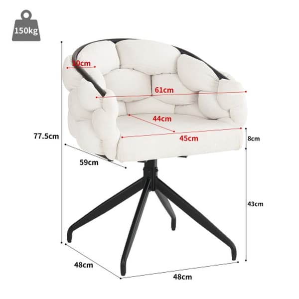Lyxiga sammetsstolar (6 stycken) med ryggstöd Matstol, ergonomisk stol, bubbels stol, beige