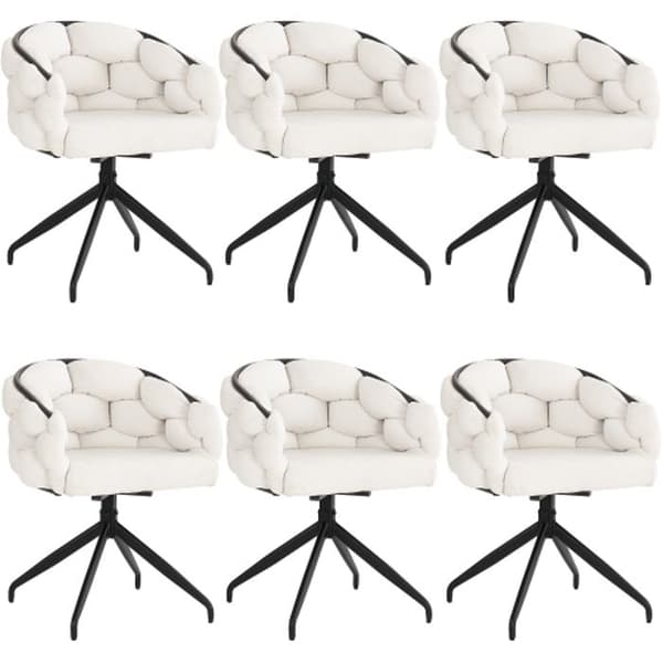 Lyxiga sammetsstolar (6 stycken) med ryggstöd Matstol, ergonomisk stol, bubbels stol, beige
