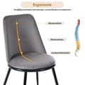 Miniatyrbild 5 av 6: Matsalsstolar (4), rund rygg, sits i sammet, metallstruktur, stoppad sits och rygg, grå