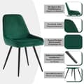 Miniatyrbild 3 av 6: Matsalsstol med ryggstöd (2 stycken) Ergonomisk stol, metallben, mörkgrön