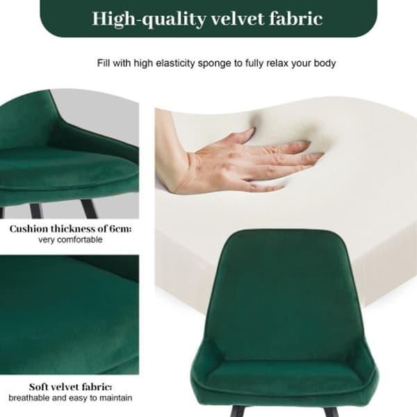 Matsalsstol med ryggstöd (2 stycken) Ergonomisk stol, metallben, mörkgrön