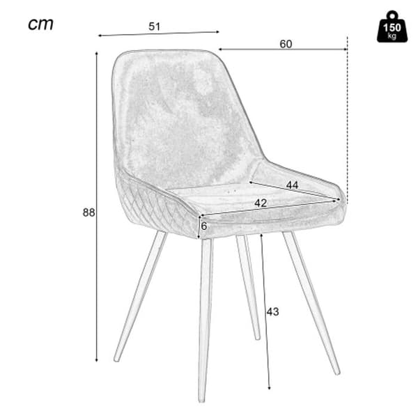 Matsalsstol med ryggstöd (2 stycken) Ergonomisk stol, metallben, mörkgrön