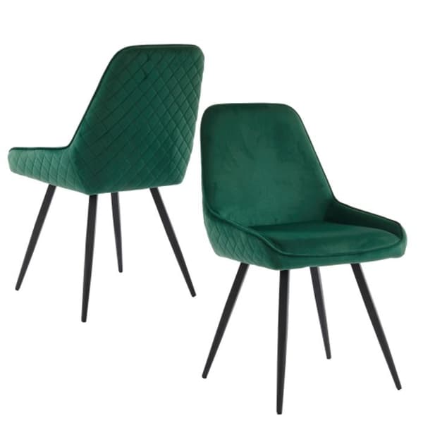Matsalsstol med ryggstöd (2 stycken) Ergonomisk stol, metallben, mörkgrön