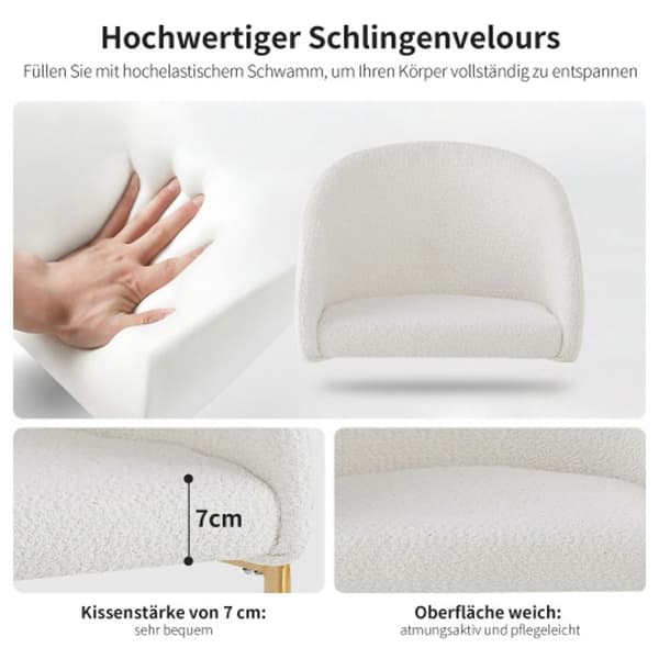 Chaise luge (4 delar) Matstol för vardagsrum, ergonomisk stol, stol med silverfärgad fot, beige
