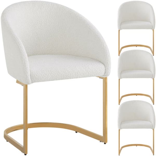 Chaise luge (4 delar) Matstol för vardagsrum, ergonomisk stol, stol med silverfärgad fot, beige
