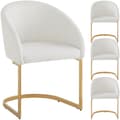 Miniatyrbild 2 av 6: Chaise luge (4 delar) Matstol för vardagsrum, ergonomisk stol, stol med silverfärgad fot, beige