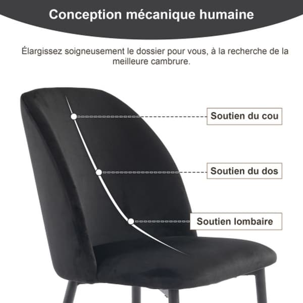 Matsalsstol med ryggstöd (2 stycken) Ergonomisk stol, metallben, svart