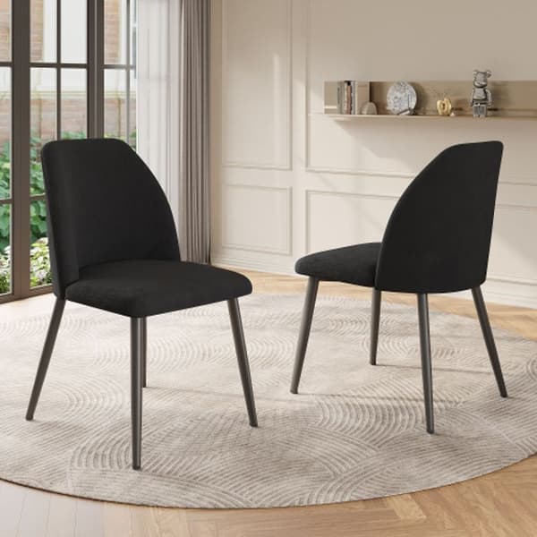 Matsalsstol med ryggstöd (2 stycken) Ergonomisk stol, metallben, svart