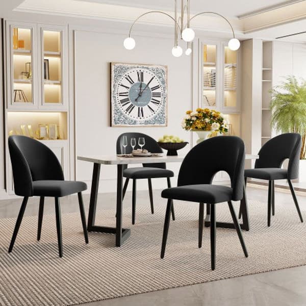 Matstolar (4 stycken), stoppade stolar Design Chairs Diamantmönster på ryggen, Svart
