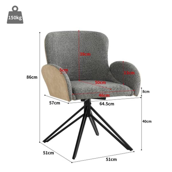 Högkvalitativ sammet (6 stycken) svarta metallben, ergonomisk stol, fåtölj, 360 graders snurrstol