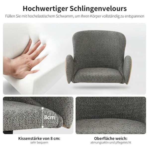 Högkvalitativ sammet (6 stycken) svarta metallben, ergonomisk stol, fåtölj, 360 graders snurrstol