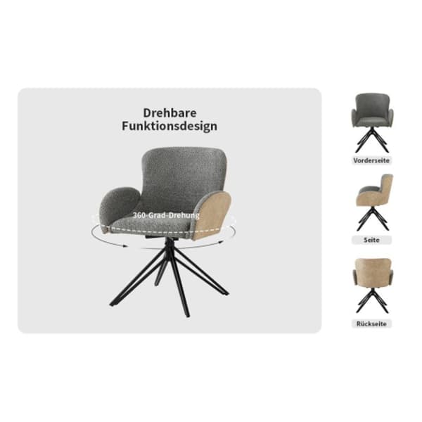 Högkvalitativ sammet (6 stycken) svarta metallben, ergonomisk stol, fåtölj, 360 graders snurrstol