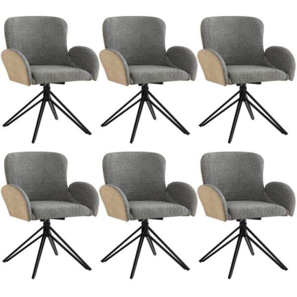 Högkvalitativ sammet (6 stycken) svarta metallben, ergonomisk stol, fåtölj, 360 graders snurrstol