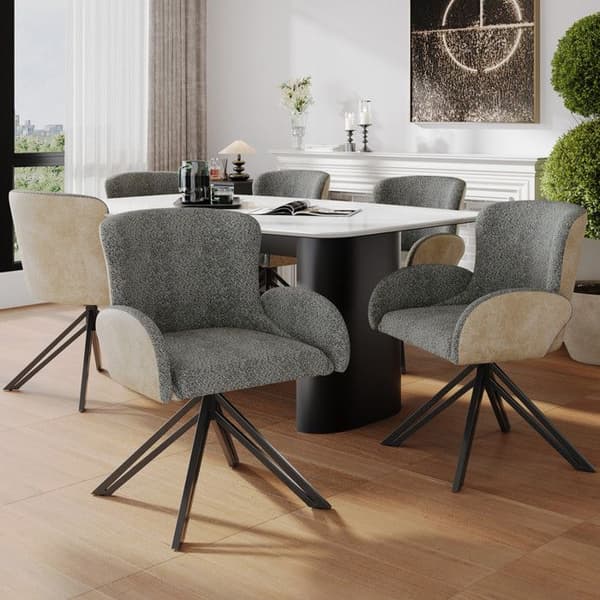 Högkvalitativ sammet (6 stycken) svarta metallben, ergonomisk stol, fåtölj, 360 graders snurrstol