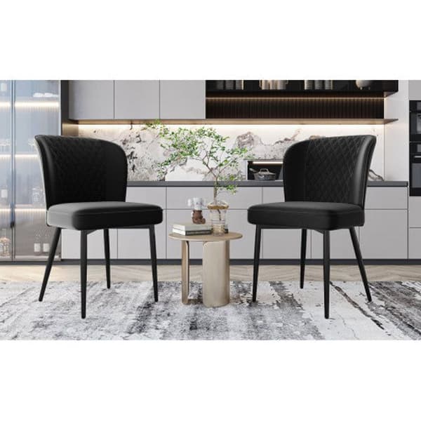 Mattsalstol (2 delar), svart, Designstol med stoppad rygg, sits i sammet, struktur i metall