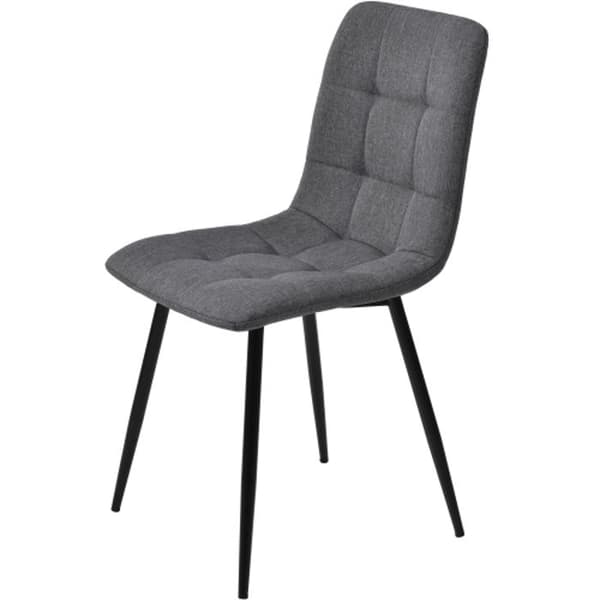 Matstolar (4 st), mörkgrå, set med 4 stoppade designstolar med ryggstöd, sits i linne och ram i metall