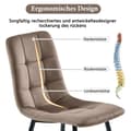 Miniatyrbild 6 av 6: Matstolar (4 st), brun, Set med 4 designstolar med vadderad rygg och sits i sammet, metallstruktur