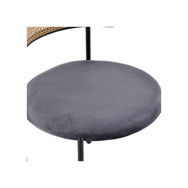 Matstol i sammet, set med 2, modern och minimalistisk soffstol, fyra metallben, grå