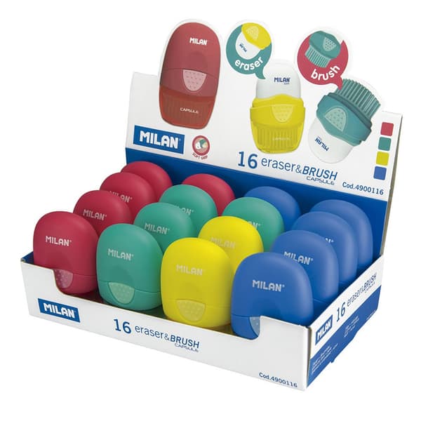 Milan Display Box 16 Eraser&brush Eraser&brush Durchsichtig