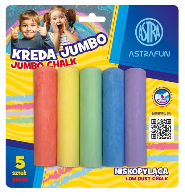 JUMBO rund krita 5 färger Astra