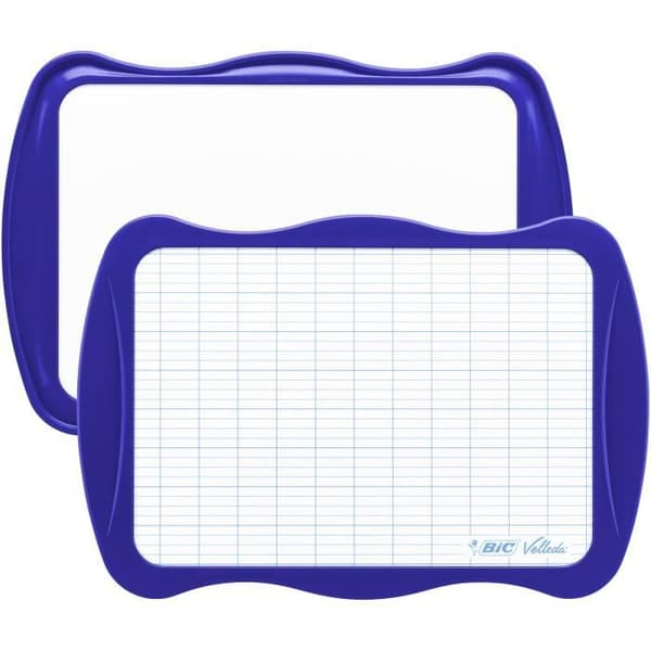 BIC Velleda School Slate Dubbelsidig torrradering (21x31 cm) med 4 torrraderingsmarkörer och suddgummi - paket med 1