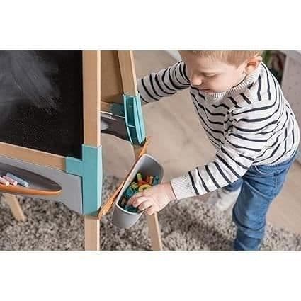 Smoby - Dubbelsidig träskiva - Kritskiffer och magnetisk vit - Vikbar och justerbar höjd - 80 tillbehör - Från 3 år