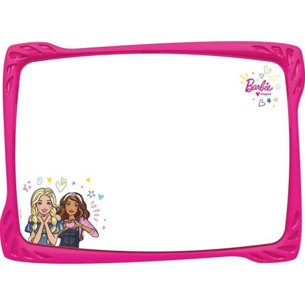 Maped - Barbie Unbreakable White Slate Kit - Med 1 tillbehörshållare, 1 borste, 1 filtpenna - Rosa