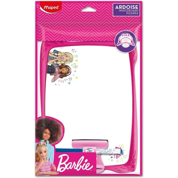 Maped - Barbie Unbreakable White Slate Kit - Med 1 tillbehörshållare, 1 borste, 1 filtpenna - Rosa